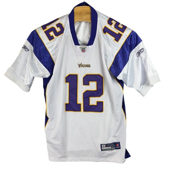 Vtg Reebok NFL Munnesota Vikings Percy Harvin #12 Jersey Men 50 White Purple - Picture 1 of 9
